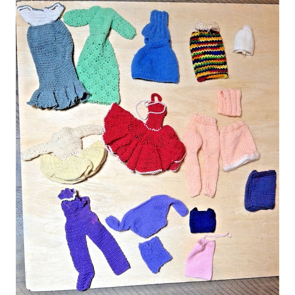 VTG Barbie Crochet Clothes Outfits Dresses, Pants, Tops Hats Shirts Skirts
